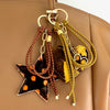 bag charm met hart hanger in dierenprint